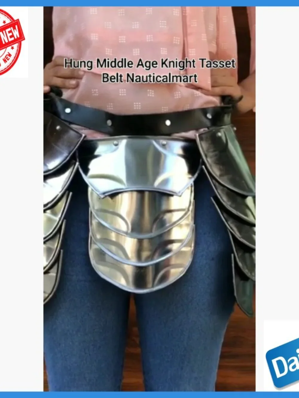 Medieval Tasset Belt Adjustable Leather Carbon Steel Armor Cosplay